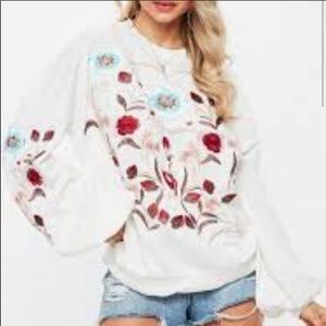 Floral Embroidered long Sleeve sweatshirt Top